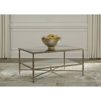 Wymiary: - długość: 96 cm - szerokość: 71 cm - wysokość: 50 cm - półka: 93 x 68 x 23,8 cm Materiał:  - szkło - metal Informacje dodatkowe: - waga:...