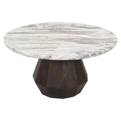 Stolik kawowy okrągły OBEROY 80 - beżowy / brązowy Wyjątkowy stolik, który łączy elegancję z nowoczesnym designem. Wykonany z naturalnych materiałów,...