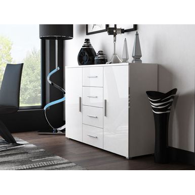 Dane szczegółoweOpis produktuKod produktu8669MateriałKorpus: płyta wiórowa laminowana matowaFronty: płyta MDF laminowana na wysoki połysk Uchwyty:...