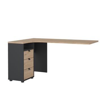 Blat narożny z kontenerkiem SIGN 150 - szary / jackson hickory Narożny blat do biurka Sign z kontenerkiem 3-szufladowym to esencja nowoczesnego designu...