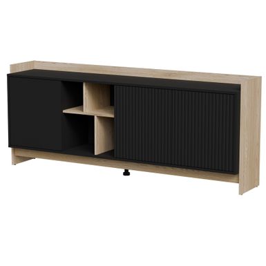 Komoda MONOLIT 190 - dąb cremona / czarny mat Komoda Monolit to wyjątkowy mebel, który wprowadzi do wnętrza elegancję i funkcjonalność w minimalistycznym...