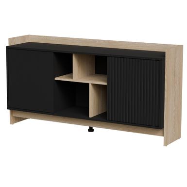 Komoda MONOLIT 150 - dąb cremona / czarny mat Kompaktowa komoda Monolit to elegancka propozycja dla osób, które szukają wyjątkowego połączenia...