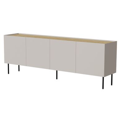 Komoda 4-drzwiowa OLMO - beżowy / dąb Komoda Olmo to połączenie nowoczesnego minimalizmu i naturalnego ciepła drewna. Jej delikatny kaszmirowy odcień w...