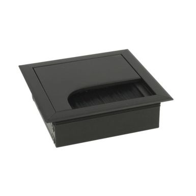 Mały przepust aluminiowy Siso RUMBA - czarny / 80x80 mm    Przepust kablowy wykonany z aluminium, z pokrywką i szczotką maskującą.   Wymiary: - wymiar...