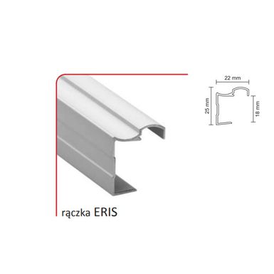 Rączka ERIS 18/P (Profil) do drzwi przesuwnych wykonanych z płyty o grubości 18 mm.   Linia PREMIUM 75   Kolor srebrny. Długość 270 cm. Wykonana z...