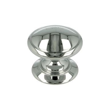 Gałka TAZIO 24466 - chrom połysk / fi 30 mm    Wymiary: - średnica: 30 mm - wysokość całkowita: 26 mm   Materiał: metal   Kolor pokrycia: chrom...