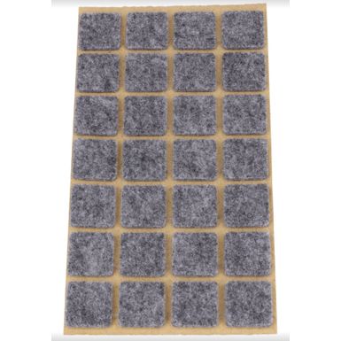 Podkładki meblowe Kwadrat 20x20 mm filc kolor Szary   Podkładki sprzedawane w arkuszach. Ilość podkładek na arkuszu- 28 szt.