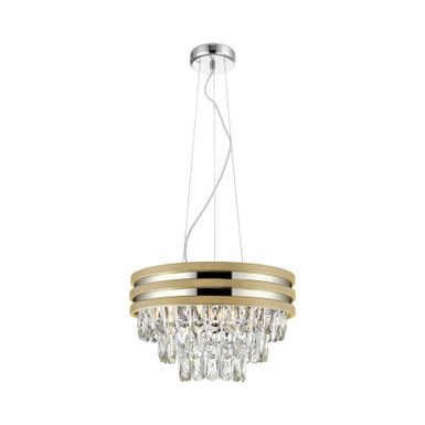 Lampa wisząca NAICA P0525-04A-F4V6 - złoty    Seria lamp Naica powstała z połączenia klasycznych kloszy ze szklanych kryształów i nowoczesnych opraw ze...