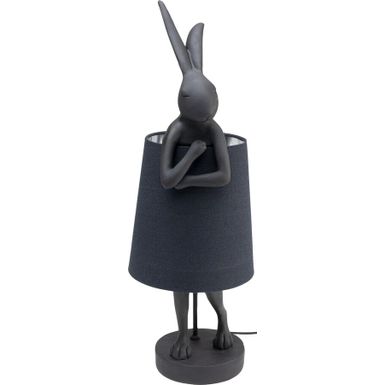 Lampa stołowa Animal Rabbit w matowej czerni, wykonana z żywicy poliestrowej, w mgnieniu oka podbije każde serce. Udekoruj swoją sypialnię króliczkiem...