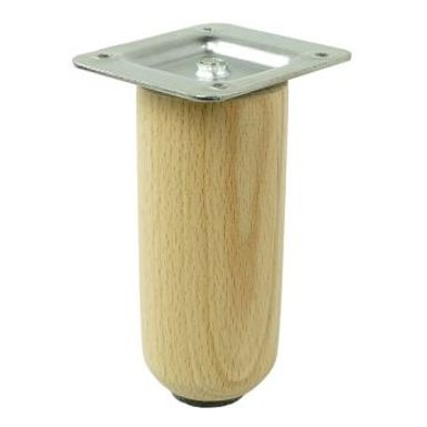 Noga bukowa z blachą montażową NB10 - lakier bezbarwny / walec wys. 10 cm    Noga bukowa lakierowana w kształcie walca wraz ze stalową płytką do...