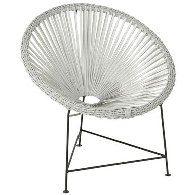 Wymiary: - szerokość: 80 cm - głębokość: 80 cm - wysokość: 70 cm   Materiał: - metal - tkanina - rattan   Kolor: biały / czarny   Waga: 5,2 kg  ...