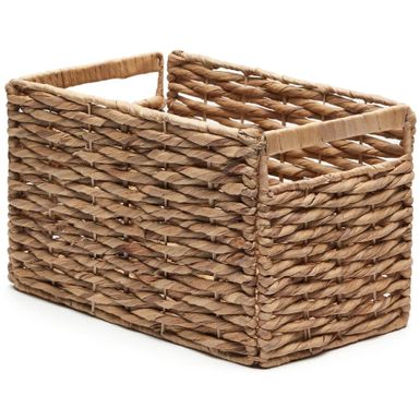 Wymiary: - szerokość: 35 cm - głębokość: 25 cm - wysokość: 27,5 cm   Materiał: 100% hiacynt wodny   Kolor: naturalny Informacje dodatkowe: - waga:...