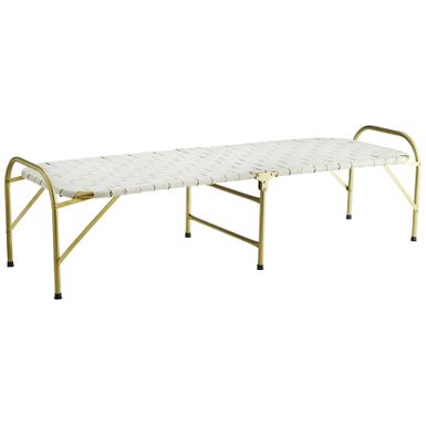 Wymiary: - szerokość: 180 cm - głębokość: 70 cm - wysokość: 45 cm   Materiał: - metal - tkanina