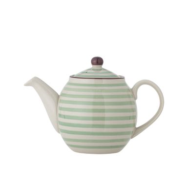 Czajniczek kamionkowy PATRIZIA - biało-zielony Wymiary: - średnica: 14 cm - wysokość: 16 cm - pojemność: 1200 ml Materiał: kamionka...