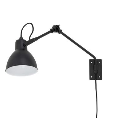 Kinkiet na wysięgniku JILI - czarny Wymiary: - szerokość: 53 cm - głębokość: 15 cm - wysokość: 37 cm - klosz: śred. 16 cm / wys. 16 cm - długość...