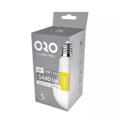 Żarówka ORO PREMIUM 04120 - biały / E27 / 12 W / 1440 lm / barwa ciepła    Żarówka ORO-PREMIUM-E27-A60-12W-XP-WW / ORO 04120    Wymiary: - średnica:...