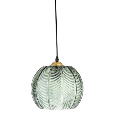 Lampa wisząca szklana ADAR - zielony Wymiary: - średnica: 23 cm - wysokość: 20 cm - długość przewodu: 250 cm Materiał: - szkło - żelazo - przewód:...