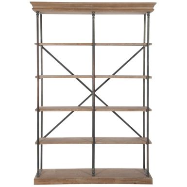 Wymiary: - szerokość: 148 cm - głębokość: 39 cm - wysokość: 214 cm   Materiał: - drewno - metal   Kolor: brązowy / czarny   Waga: 38,7 kg