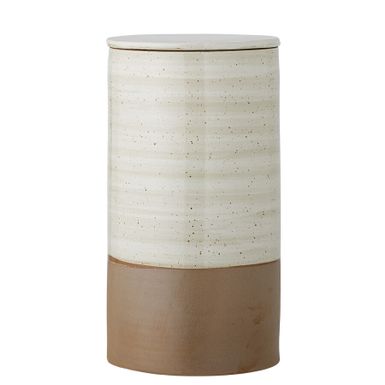 Słoik kamionkowy OKAN 28 cm - brązowy / biały Wymiary: - średnica: 15 cm - wysokość: 28 cm - pojemność: 3200 ml Materiał: kamionka Kolor: brązowy /...