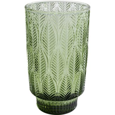 Szklanka FOGLI 450 ml - zielony   Wymiary: - szerokość: 8,1 cm - głębokość: 8,1 cm - wysokość: 14 cm   Pojemność: 450 ml   Waga: 0,4 kg  ...