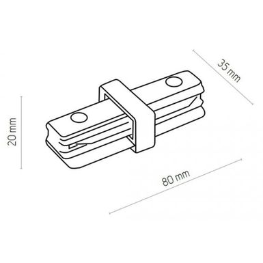 Łącznik prosty 2020 - biały    Wymiary: - szerokość: 8 cm - głębokość: 3,5 cm - wysokość: 2 cm   Materiał:  - metal - tworzywo sztuczne  ...