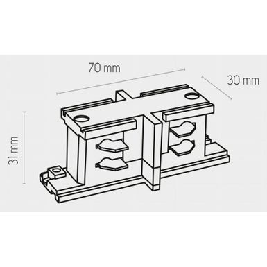 Łącznik prosty trójobwodowy 8030 - czarny    Wymiary: - szerokość: 7 cm - głębokość: 3 cm - wysokość: 3,1 cm   Materiał:  - metal - tworzywo...