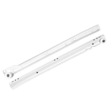Prowadnica rolkowa BASIC - biały / dł. 550 mm    Charakterystyka: - prowadnica rolkowa do szuflad - częściowy wysuw - ładowność do 25 kg    Wymiary:...