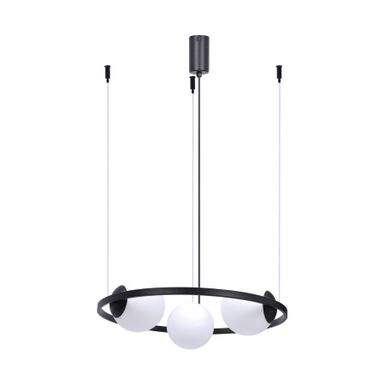 Lampa wisząca ORBIT 3 5004 - czarny/biały    Wymiary: - szerokość: 58 cm - wysokość: 120 cm   Materiał:  - metal - szkło   Kolor: czarny/biały  ...