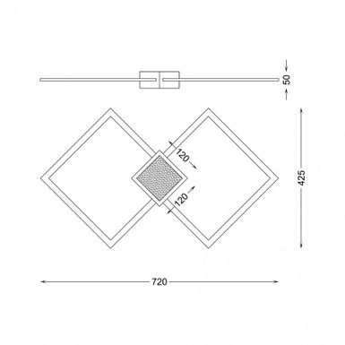 Lampa sufitowa HEX RLX96474-1B - złoty    Wymiary: - szerokość: 72 cm - głębokość: 42,5 cm - wysokość: 5 cm   Materiał: - metal - akryl - plastik...
