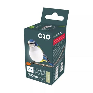 Żarówka ORO TOTO - biały / E14 / 5 W / barwa neutralna    Żarówka ORO-E14-G45-TOTO-5W-DW   Kolor: biały   Źródło światła: - typ żarówki: E14 -...