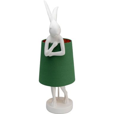 Ta lampa stołowa z uroczym króliczkiem naprawdę podnosi na duchu. Figurka zwierzęcia wykonana z żywicy poliestrowej ma zielony abażur, który jest w...