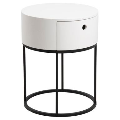 Wymiary: - szerokość: 40 cm - głębokość: 40 cm - wysokość: 51 cm - wysokość nogi: 35 c   Materiał: - MDF - stal malowana proszkowo - filcowe...