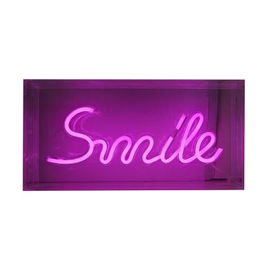 Neon SMILE LED FM-NLB46 - różowy     Wymiary: - szerokość: 30 cm - głębokość: 4,6 cm - wysokość: 15 cm   Materiał: tworzywo sztuczne   Kolor:...