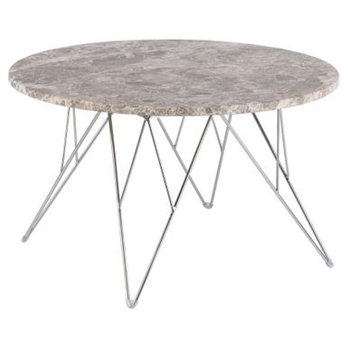 Wymiary: - średnica: 80 cm - wysokość: 46,2 cm   Materiał: - blat: marmur lakierowany Spider - podstawa: stal chromowana   Informacje dodatkowe: - waga:...