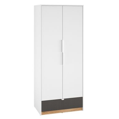 Wymiary: - szerokość: 82 cm - głębokość: 53 cm - wysokość: 196 cm   Materiał i wykonanie: - płyta laminowana - płyta MDF - cichy domyk - pełny...