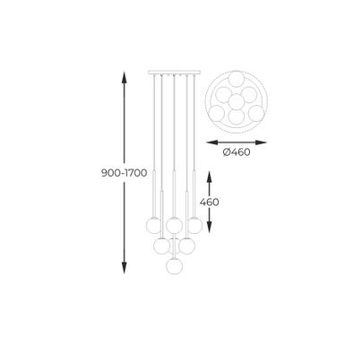Lampa wisząca ARCTURUS P0574-07F-F7AA - złoty     Wymiary: - szerokość: 46 cm - głębokość: 46 cm - wysokość: 90-170 cm   Materiał: - szkło...