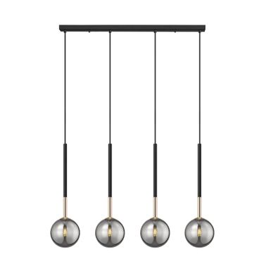Lampa wisząca ARCTURUS P0574-04D-SDFZ - czarny/złoty     Wymiary: - szerokość: 77 cm - głębokość: 14 cm - wysokość: 63-173 cm   Materiał: - szkło...