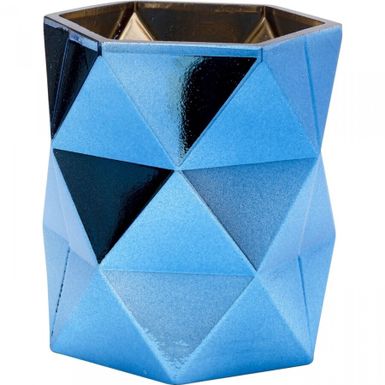 Świecznik na tealighty RHOMB - niebieski/złoty   Wymiary: - szerokość: 10 cm - głębokość: 10 cm - wysokość: 11 cm   Waga: 0,35 kg   Materiał:...