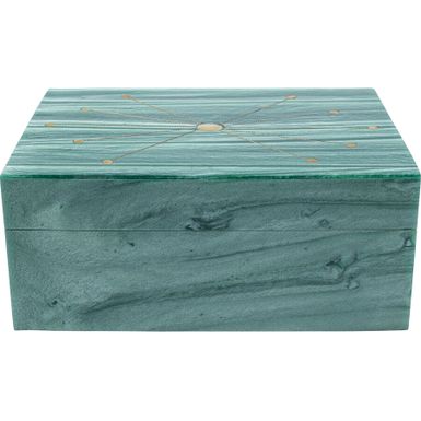 Pudełko na biżuterię MDF zielono-złote 18x13 cm