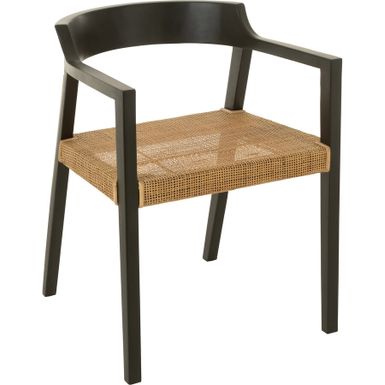 Wymiary: - szerokość: 55 cm - głębokość: 55 cm - wysokość: 71 cm - wysokość siedziska: 45 cm Materiał: - drewno tekowe - plecione siedzisko z trzciny...