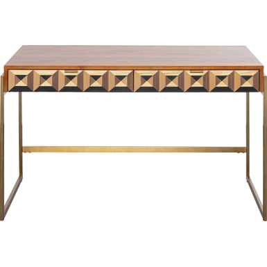 Wymiary: - szerokość: 120 cm - głębokość: 59 cm - wysokość: 76 cm   Materiał: - płyta MDF fornirowana (orzech) - stal nierdzewna szczotkowana Fronty...