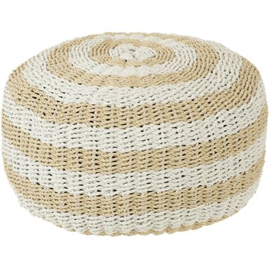 Wymiary: - średnica: 50 cm - wysokość: 45 cm Materiał: tkanina syntetyczna Kolor: biały / beżowy Waga: 9,4 kg