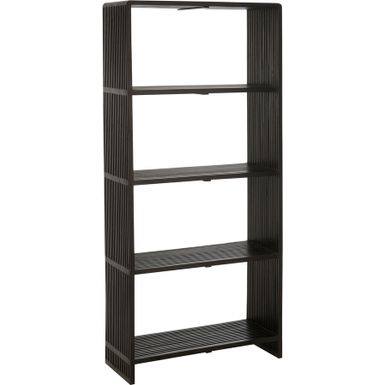 Wymiary: - szerokość: 88 cm - głębokość: 35 cm - wysokość: 190 cm Materiał: drewno tekowe Kolor: czarny Waga: 19,2 kg Maksymalne obciążenie: 100 kg