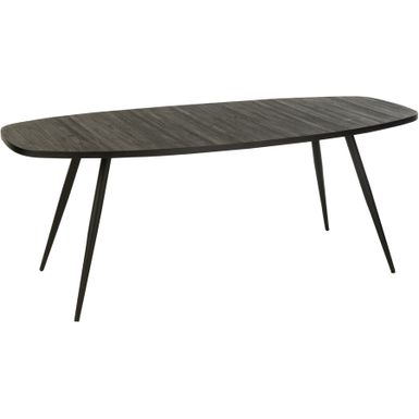 Wymiary: - długość: 200 cm - szerokość: 90 cm - wysokość: 76 cm Materiał:  - drewno tekowe z recyklingu - metal Kolor: czarny Waga: 40 kg Maksymalne...