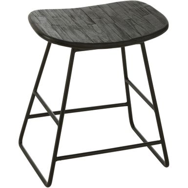 Wymiary: - szerokość: 40 cm - głębokość: 30 cm - wysokość: 45 cm Materiał:  - drewno tekowe z recyklingu - metal Kolor: czarny Waga: 5,3 kg...