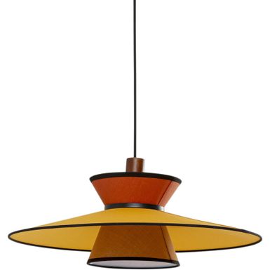 Lampa wisząca RIVA 55 - żółty/brązowy    Dzięki swojemu retro wyglądowi ta lampa wisząca w kolorze brązowym i żółtym będzie prawdziwym punktem...