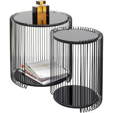 Zestaw 2 okrągłych stolików WIRE DOUBLE - czarny    Kolekcja stolików Wire to absolutne bestsellery! To zasługa ich nowoczesnego designu i wykonania z...