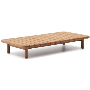 Niski stolik ogrodowy drewniany TURQUETA - naturalny Wymiary: - długość: 140 cm - szerokość: 70 cm - wysokość: 23 cm - grubość blatu: 4 cm  ...