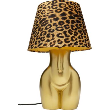 Lampa stołowa DONNA LEO - panterka/złoty   Wymiary: - szerokość: 30 cm - głębokość: 30 cm - wysokość: 48 cm - długość kabla: 200 cm    Waga: 2,5...