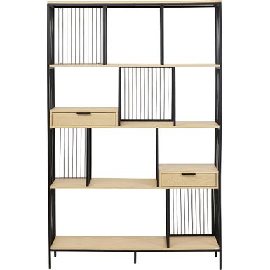 Wymiary: - szerokość: 125 cm - głębokość: 35 cm - wysokość: 200 cm Materiał:  - płyta MDF fornirowana - stal malowana proszkowo